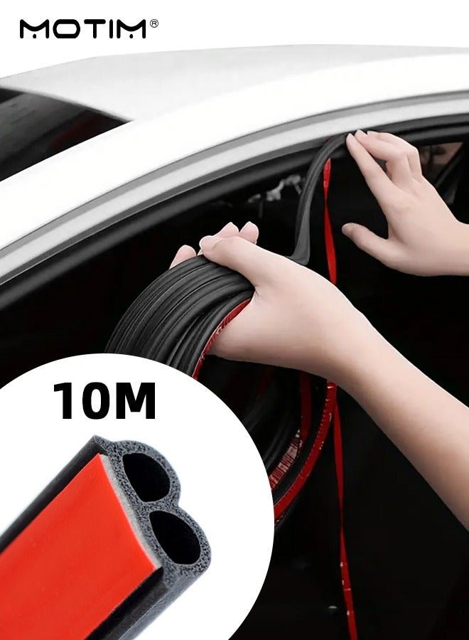Motim 10 M Universal Car Door Seal Strip, B Shape, Self Adhesive Auto Rubber Weather Draft Seal Strip, Car Weatherstrip, Car Window Door Engine Cover Sealing Strip, Noise Insulation