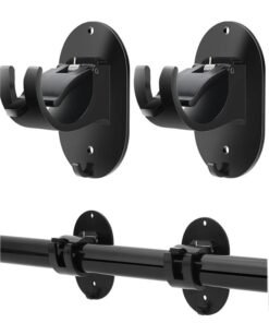 Curtain Rod, No Drill Curtain Rod Brackets, 2 Pack Self Adhesive Curtain Rod Holders Curtain Rods No Drilling Hooks, Adjustable Drillless Curtain Rod Holder for Bathroom Kitchen Home and Hotel