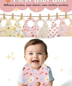 Alternative view of URbazaar 8 Pack Dribble Bibs, Soft Cotton Baby Teething Bibs Waterproof Drool Bibs (Multicolour).