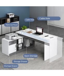 Alternative view of NKX L Shaped Computer Desk with Integrated Bookshelf Study Table for Home Office and Student Bedroom Corner 140 cm