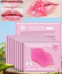 Kanza 10 Pcs Collagen Moisturizing Lip Mask Set Lip Plumper Hydrating Nourishing Crystal Pink Lip Mask Natural Shiny Moisturizing Smooth Texture Healthy Elasticity Lip Mask Collagen Lip Mask 10x8g