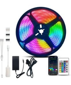 SKY-TOUCH 5M Colorful Rope Lighting for Home Decor Kitchen Bedroom Hotel Outdoor Bar Garden Desktop Smart Bluetooth LED Strip Light RGB Sync to Music Light Remote Control