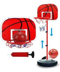 Children's Basketball Stand, Kids Sports Toys, Universal Indoor And Outdoor, Adjustable Height, Safe And Stable, Easy To Assemble, Children's Basketball Basket, 29*7*150cm Red