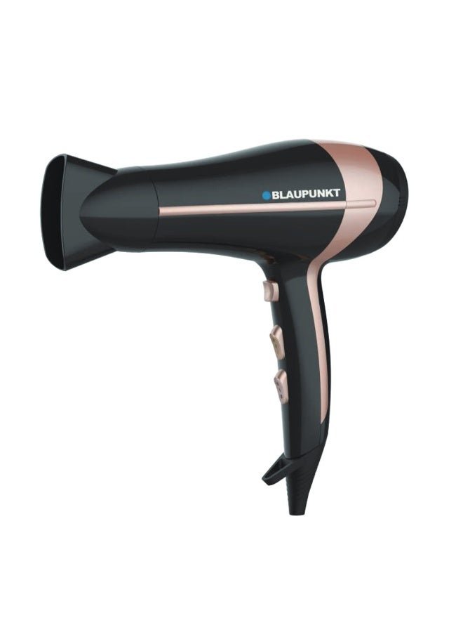 Blaupunkt 2000W Hair Dryer With Ionic Function, 3 Heat And 2 Speed Settings, Cool Shot Button, Diffuser And Concentrator Attachments, Lightweight Design For Fast Drying And Frizz Control – SDL425BK
