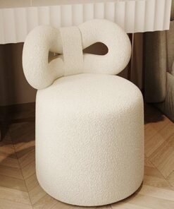 Alternative view of C&C Home Multipurpose Use Modern Minimalist Design Living Room Chair Comfortable Fur Wrapped Makeup Stool with Bow Shaped Ergonomic Backrest Decorative Chair for Bedroom Living Room 46x43x68 cm