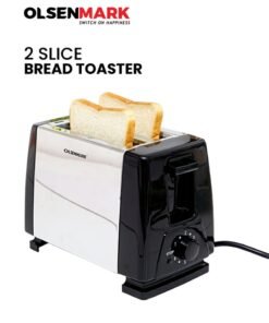 Olsenmark 2-Slice Bread Toaster with Stainless Steel Body, Auto Pop-Up, Lift & Look Feature, Cancel, Reheat & Defrost Functions, Adjustable Temperature Control & Removable Crumb Tray 800 W OMBT2398 Silver/Black