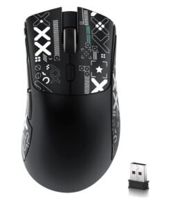 ATTACK SHARK R1 Wireless Gaming Mouse – Tri-Mode (2.4G/BT5.2/Wired), 55g Ultra-Light – 18K DPI PAW3311 Sensor – HUYU 20M Clicks – Ergonomic – Black + Grip Tape