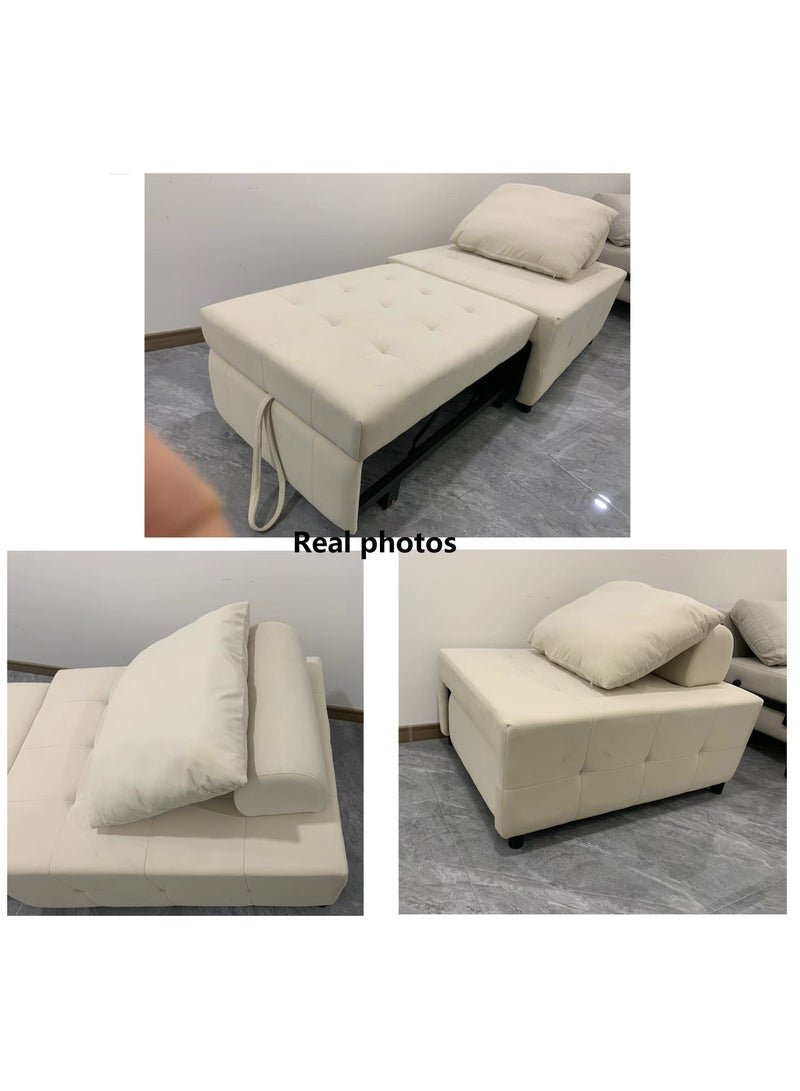 Organized Home Japanese Cream Style Puff Sofa Bed 3 in 1 Multi Function Bed Sleeper Extendable Lounge Chair Convertible Sleeper Sofa with Pillow for Living Room Small Space