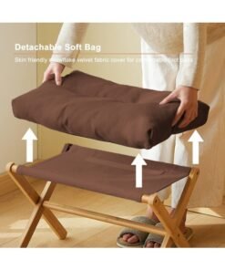 XiuWoo Multifunctional  Foldable Wood Foot Stool, Ottoman Foot Rest, Under Desk Footrest with Removable Soft Foot Rest Pad for Home, Office