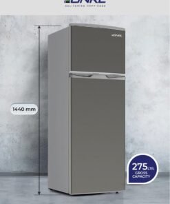 EGNRL 275L GROSS - 215L NET Capacity Double Door Refrigerator Dark Silver Color Defrost Recessed Handle R600A Inside Condenser EGR225S, One Year Warranty 120 W EGR225S Dark Silver Finish