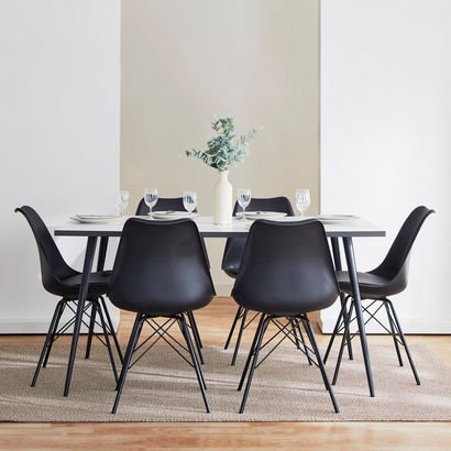 Finland 6-Seater Dining Table and 6 Elvis Dining C...