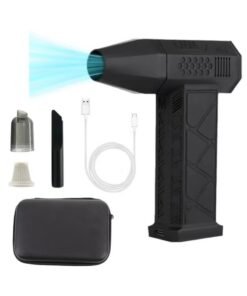 TIGER Compressed Air Duster Dust Blower Jet Dry Mini Blower with Overheating Protection – 130,000 RPM Turbo Powered Cordless Air Blower Vacuum Cleaner – Electric Car Dryer, Keyboard Cleaner & Super Fan with Carrying Case – Portable & Rechargeable