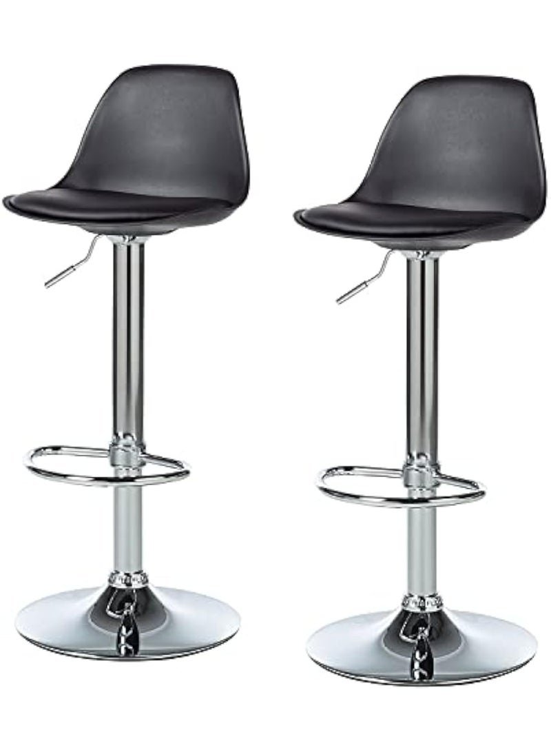 MAPLE HOME DECORATION Maple Home Decoration Swivel High Chair Bar Stool Adjustable Up Down Stainless Steel Base Office Restaurant Furniture (Black