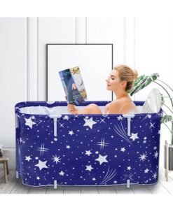 XiuWoo Foldable Soaking Bathtub With Pillow And Cushion 120 x 55 x 50cm