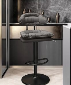 Bar Stools Height Adjustable with Backrest, 360° Swivel Bar Chairs with Backrest, Metal Footrest, Counter Stool, Modern Swivel Stool, Bistro Stool,Grey