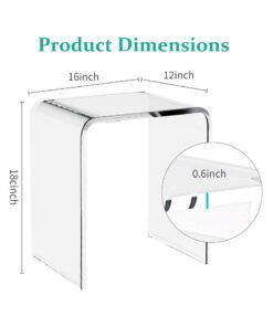 TPGP Acrylic Sofa End Table, Rounded Edges Waterfall Side Table, Modern Lucite Square Coffee Table, Nightstand and Stool for Living Room Bedroom, Study, Showroom, Office, Bathroom (U-Shaped 1PCS)
