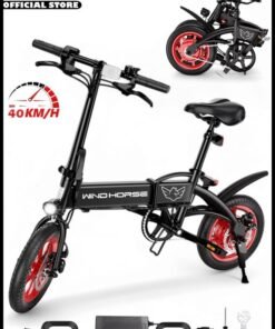 Wind Horse Premium Quality Adult Folding Electric Scooter with 350W Brushless Motor, 36V 8AH Battery, Carbon Alloy Frame, 14-Inch Tires, Dual Disk Brake, 35KM Range in Single Charge, Adjustable Seat Electric Scooter for Men and Women