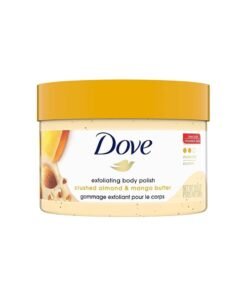 DOVE EXFOLIATING BODY POLISH BODY SCRUB 10.5OZ, 298g,  CRUSHED ALMOND & MANGO BUTTER, For Silky Smooth Skin Body Scrub Exfoliates & Restores Skin's Natural Nutrients