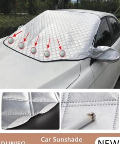 DUNISO Car Magnetic Windshield Snow Cover for Ice and Snow for Any Weather Winter Summer Thick Outside Frost Guard Windshield Sunshade Snow Cover with Side Mirror Cover UV Block Accessories