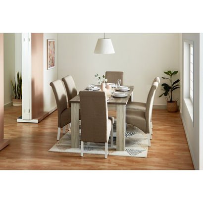 Angelic 6-Seater Dining Table and 6-pcs Armless Di...