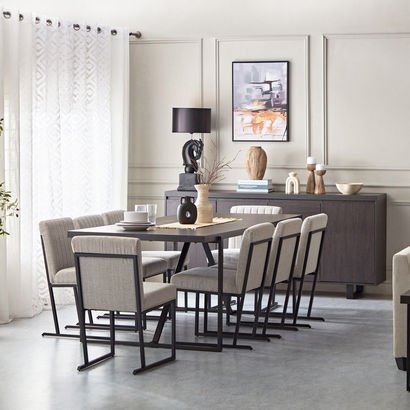 Indus 8-Seater Dining Table with 8 Indus Luxembour...