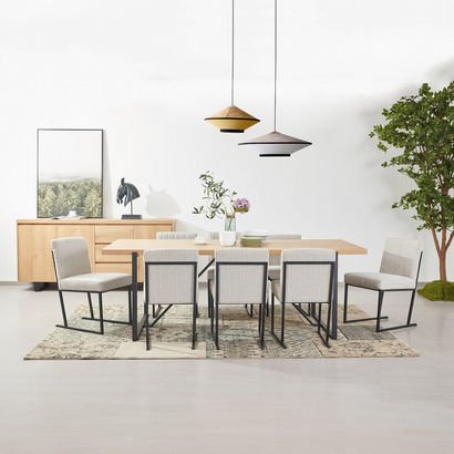 Indus 8-Seater Dining Table with 8 Indus Luxembour...