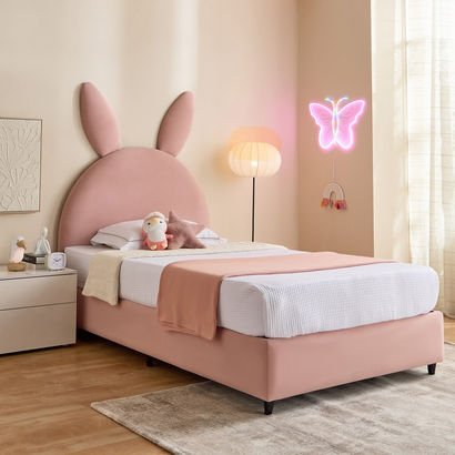 Ivory Hopper Upholstered Single Bed - 90x200 cm