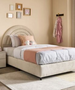 Ivory Crescent Upholstered Twin Bed - 120x200 cm