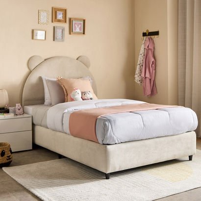 Ivory Clara Upholstered Single Bed - 90x200 cm