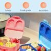Bybeo Portable Kids Bento Boxes, Big Toddler Lunch Box to School, Snack Containers for Travel 4 Compartments Meal Prep Removable Divider BPA Free
