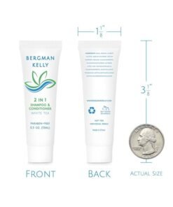 BERGMAN KELLY Hotel Shampoo and Conditioner 2in1 (0.5 Fl Oz, 200 PK, White Tea), Delight Your Guests with Revitalizing and Refreshing Travel Size Shampoo, Quality Mini Hotel Toiletries in Bulk