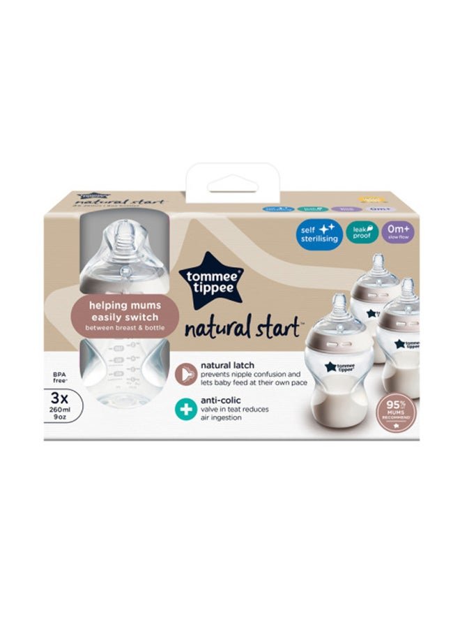 tommee tippee Pack Of 3 Baby Feeding Bottle 260 ML, 0 Months +