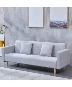 Ripple FURNITURE UAE Homes Modern Convertible Sofa Bed, Square Arms, Cotton Blend Slipcover, Grey (Light Grey)
