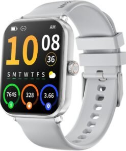 Weofly Active2 Smart Watch with 1.85" HD Touch Screen - Fitness Tracker for Men and Women with 100+ Sport Modes, Heart Rate, Blood Oxygen, and Sleep Monitor - IP68 Waterproof (Silver)