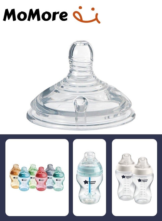 Momore Pack Of 3 Natural Feeding Bottle Nipple 9 Months+, For Tommee Tippee Bottle - Image 2