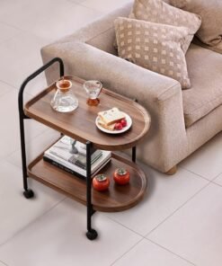 Alternative view of XiuWoo End Table with Rolling Wheels,Movable Small Coffee Table 2 Layers Small Trolley,Nordic Style Living Room Trolley Suitable for Use in The Living Room Bedroom Office
