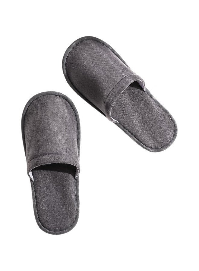 ETRAVEL Disposable Slippers, 10 Pairs, Hotel Non-Slip Slippers, Thickened Travel Slippers For Guesthouses And Homestays, Brushed Fleece, Size 43, Gray