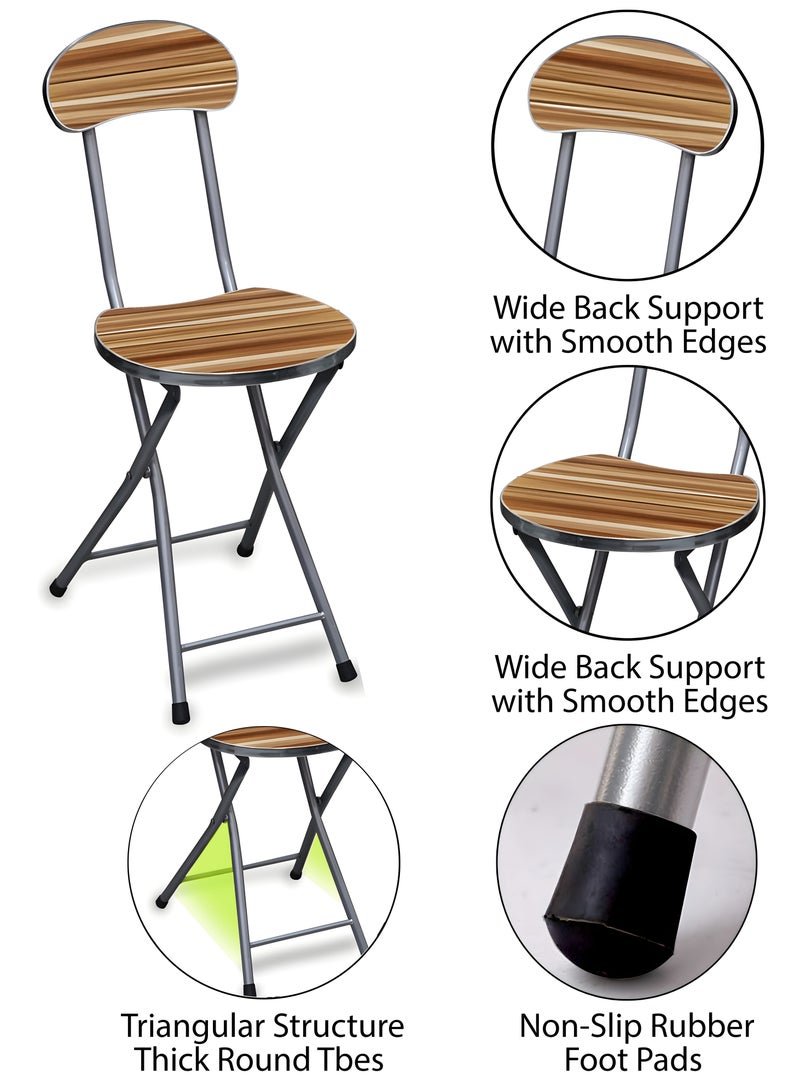 DBLEW Set Of Foldable Wooden Square Table And 2 Folding Chairs Seats Metal Frame For Breakfast Computer Laptop Desk Office Workstation Kitchen Balcony Home Dining Outdoor Picnic Beach Desert Camping - Image 4