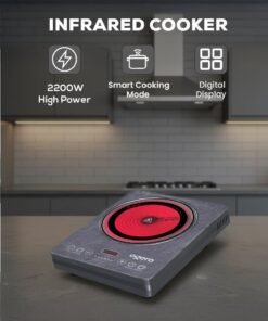 Ogera Digital Infrared Cooker OG8027IFC | 2200 W Single Cooking Hob with Glass-Ceramic Heating Element | LED Display & Touch Controls | 10 Power & Temperature Levels | 3-Hour Timer | Multi-Function Cooking (Hot Pot, Soup, Fry, BBQ & More) | 2-Year Warranty