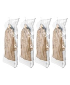 Arabest Hanging Vacuum Storage Bags Space Saving Clothes Bags 4 Pack Long 53x27.6 inches Vacuum Sealed Storage Bags Clothes Bags Dress Coats or Jackets Wardrobe Organizers and Storage