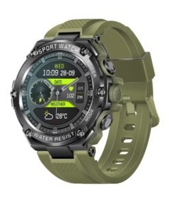 PROMATE Smart Watch, Round-Screen BT 5.1 Fitness Tracker with 1.53” TFT Display, 80 Day Battery, Pentamagnetism Speaker, Sporty, IP67 Water Resistance for iPhone 17,Galaxy  25 Ultra Midnight Green
