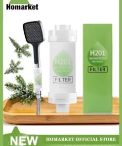 H201 Shower Head Filter - Vitamin C Shower Infuser , Hard Water Softener, Chlorine & Fluoride Shower Filter, Water Purifying Filtered Shower Head with Beads, Helps Dry Skin & Hair Loss (Pine Forest)