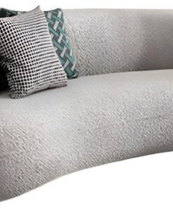 Comfynest Scandinavian Fabric Cushions Tuxedo Arm Living Room Curved Settee 210.82 X 88.9 X 63.5 Cm Grey