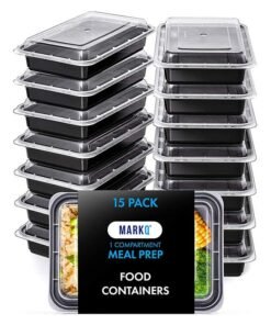 MARKQ Pack Of 15 1 Compartment Lunch Boxes Plastic Food Storage Containers With Lids Set 32 Ounce
