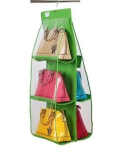 BLOOMING TIME 6 Pockets Hanging Handbag Bag Holder Purse Storage Organizer Anti-dust Cover Shoulder Bag Holder Space Saver for Wardrobe Transparent Closet Hanger