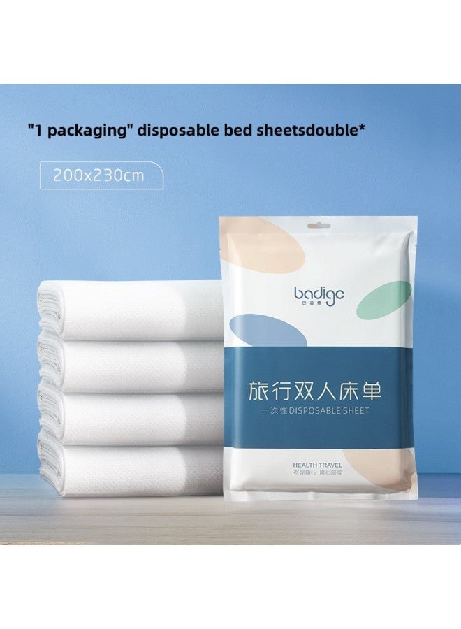 Disposable Bed Sheet Four-piece Hotel Supplies Travel Portable Double Cotton Disposable Bedding Pillowcase Quilt Cover-Color:Sterilized Double Bed Sheets-Specifications:Set/single Piece
