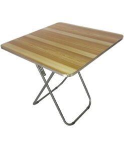 DubaiGallery Foldable Wooden Dining Table 80×80×70cm – Portable Picnic Table with Steel Legs, Easy Storage, Multi-Purpose Use for Home, Garden & Camping