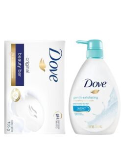 Dove The Best Set Of Two Pcs Of Gentle Exfoliating Body Wash 550ml + Soap Beauty Bar Gentle Skin Cleanser Moisturizing for Gentle Soft Skin Care Original 135g