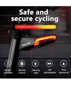Meilan X5 Smart Bike Tail Light Wireless Turn Signals Automatic Brake Light Ground Warning Line Remote Control Usb Rechargeable Waterproof Safety Warning Rear Back Cycling - Image 5