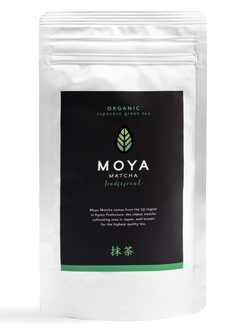 MOYA Organic Matcha Powder, Authentic Japanese Green Tea, 1st Harvest from Uji, Kyoto, Japan, Herbal Tea, Matcha Tea, 50g. Recommended serving is 1g to 1.5g